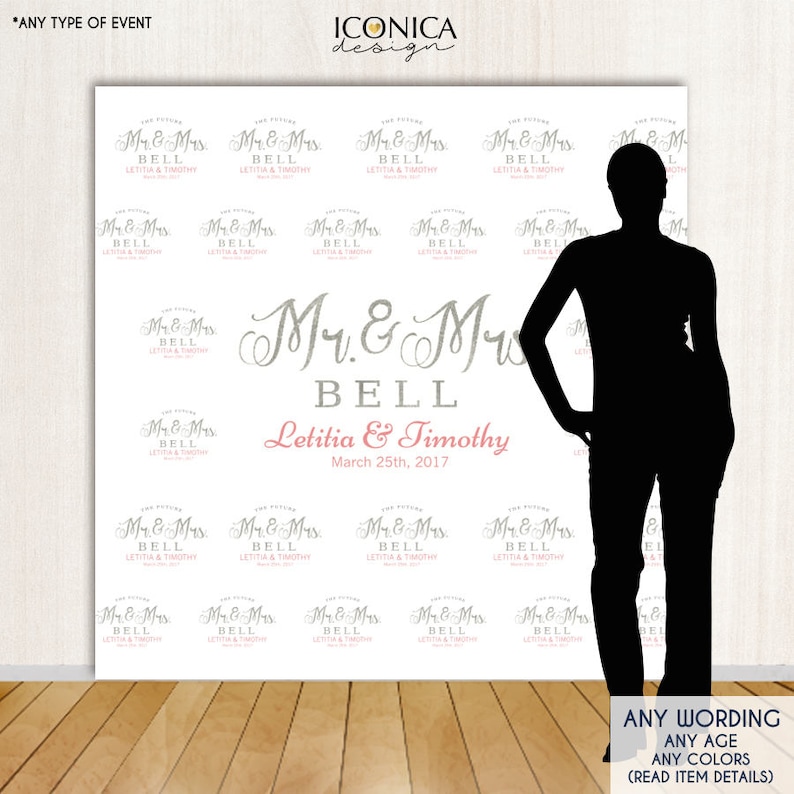 Photo Booth Backdrop Custom Step And Repeat Backdrop Banner Engagement Party Wedding Backdrop Red Carpet Printed Or Digital File BWD0012