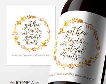 Thanksgiving Labels,Personalized Fall Party Labels,Bottle Labels,Bottle wrappers,Thanksgiving Feast beer or wine labels,Adult Party Favors