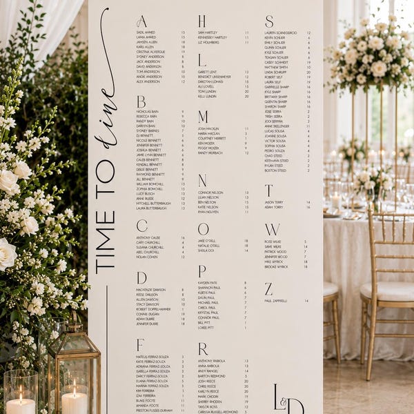 Wedding Seating Chart Sign, Large Foam Board Entrance Decor, Custom Text Colors