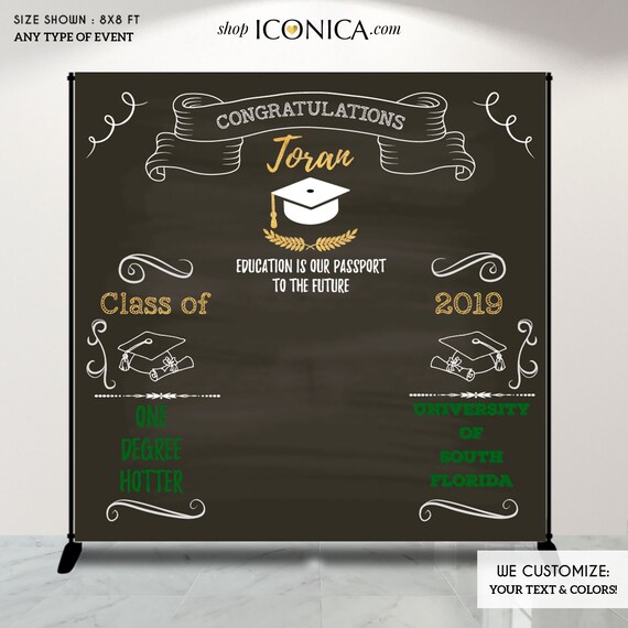 Graduation Party Photo Booth Backdrop, Personalized Virtual Graduation Banner, Congrats Grad, Graduation Decor Banner BGR0016 Il_570xn