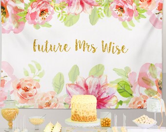 Floral Bridal Shower Banner personalized Any Type Of Event, Faux Gold Glitter,Watercolor Flowers, Garden Shower, Printed Or Printable File