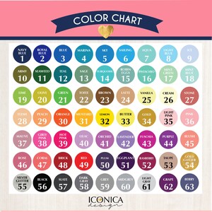 May include: Color chart with 63 different color swatches, each with a number and a name. The colors are arranged in rows and columns, and the chart is labeled "Color Chart".