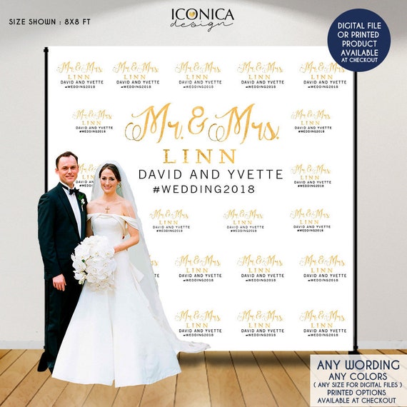 Wedding Photo Booth Backdrop, Custom Step And Repeat Backdrop, Engagement Party Decor, Personalized Wedding Decor, Bwd0003 Il_570xn