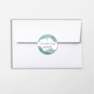 Geode Teal Envelope Seals 2", okrągłe etykiety zwrotne 2", 2" etykiety upominkowe, 2" etykiety z podziękowaniami, 2" etykiety prezentowe, 2" etykiety na popcorn ||A la carte