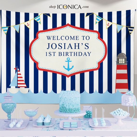 Nautical Party Backdrop, Sailor Party, Sailboat Party, Navy Blue, Any  Event, Little Sailor Banner, Printed or Printable File BBD0034 