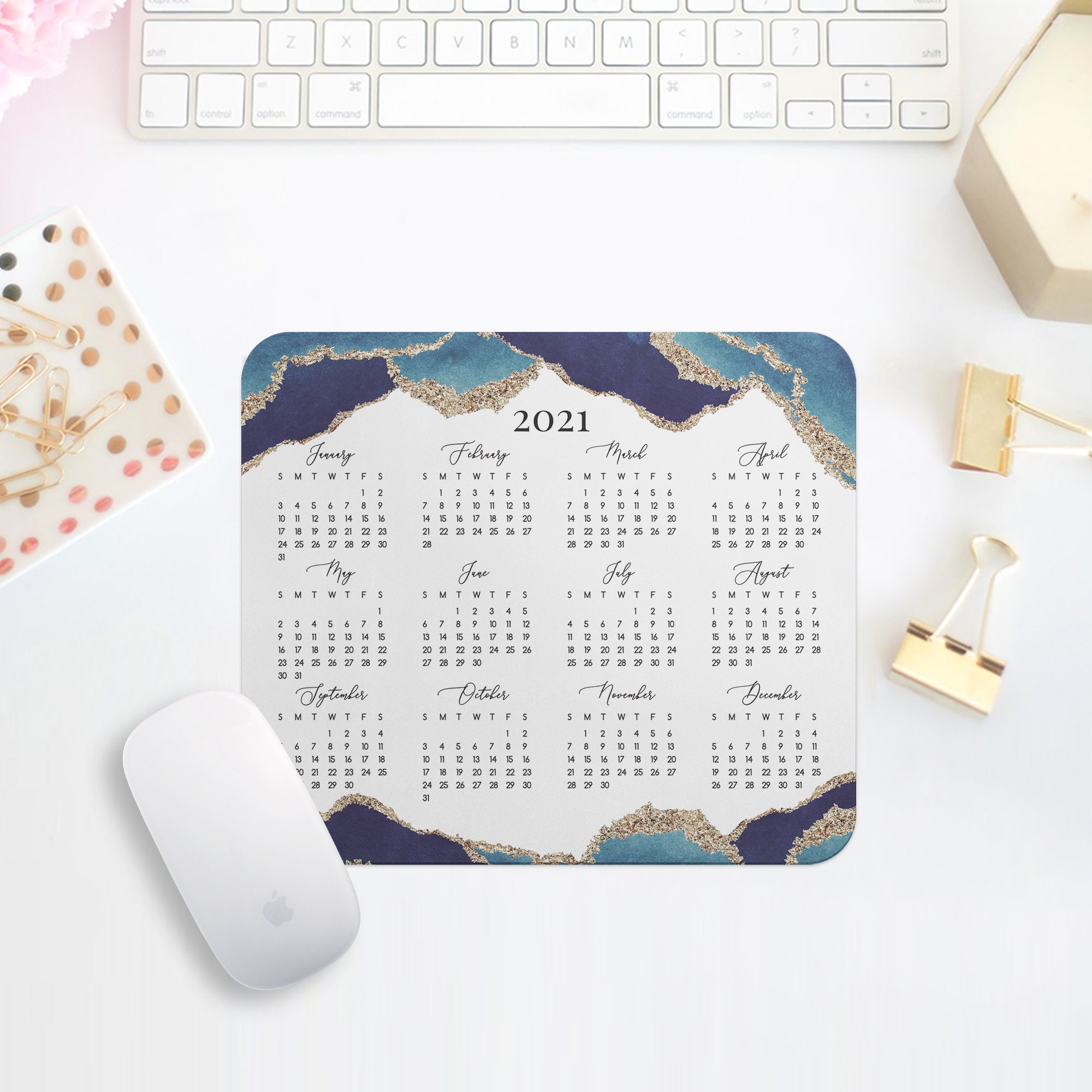 Mouse Pad Calendar 2022 Desk Calendar Home Office Geode Mouse | Etsy