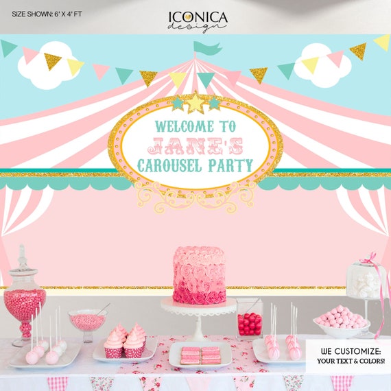 Circus Birthday Backdrop Carousel Party Carnival Theme Circus