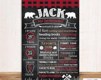 Lumberjack First Birthday Chalkboard Sign,Lumberjack Baby boy Birthday Poster, Personalized Lumberjack First Birthday, Buffalo Plaid,Cbd0001