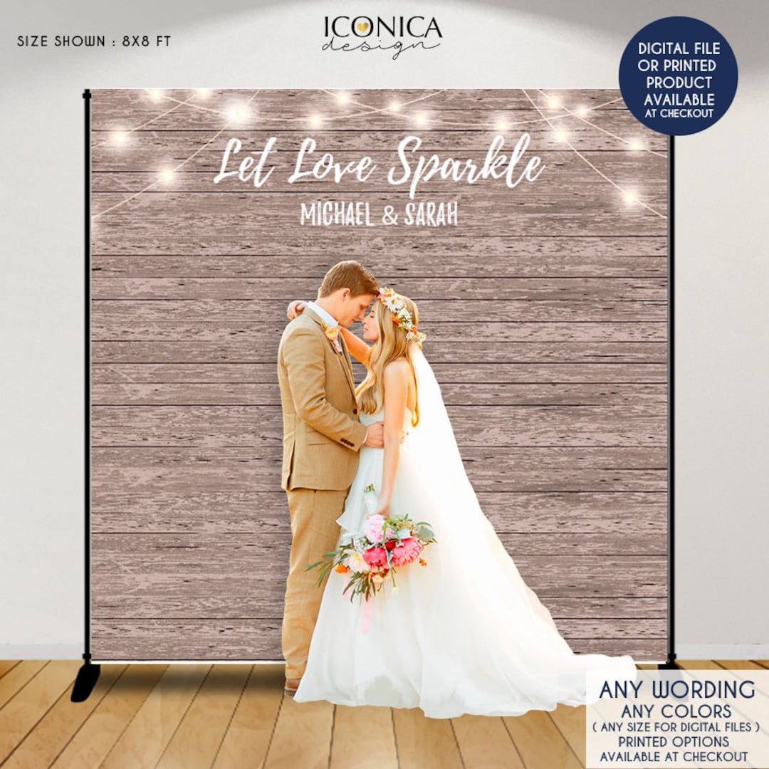 Custom Wedding Photo Booth Backdrop, Rustic Wood, Step and Repeat ...