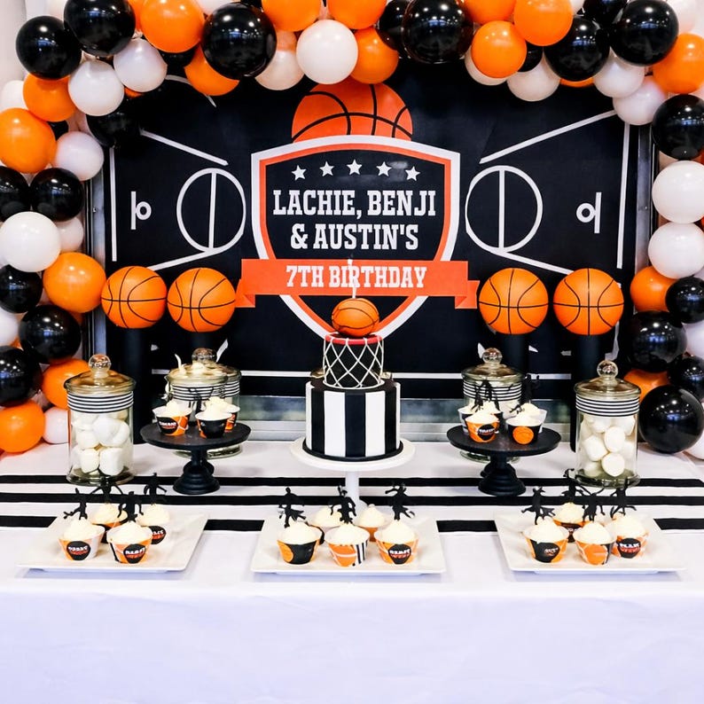 Custom Basketball Birthday Backdrop, March Madness Theme immagine 3