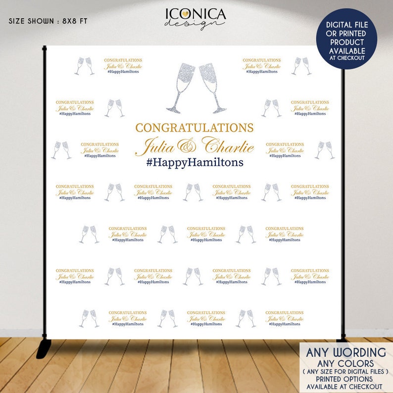 Wedding Backdrop,Custom Step And Repeat Backdrop,Engagement Party Banner,Wedding Backdrop,Silver Glitter,Printed Or Digital File BWD0033 image 1