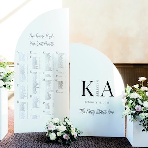Wedding Seating Chart Sign Arch seating chart, Standing Arched Panel, Entrance Sign Foam Board, Wedding Itinerary Sign Custom text, color