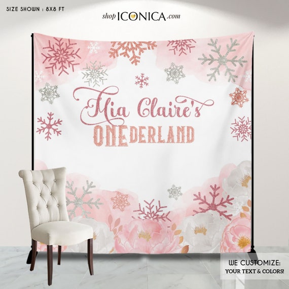 Customized Happy Birthday Banner Winterwonderlandthemed party BirthdayBaptism