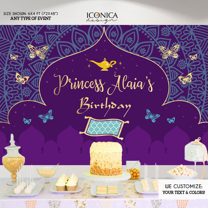 Moroccan Party Backdrop Purple Teal Gold Party Backdrop Etsy