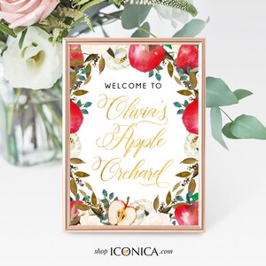 Letrero de bienvenida personalizado para fiesta en el huerto de manzanas, impresión personalizada imagen 4