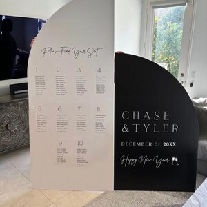 New Years Eve Wedding Welcome Sign, Arch Seating Chart