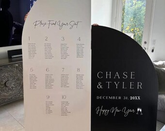 New Year's Eve Wedding Seating Chart Sign, Disco Ball Arch, Custom Text