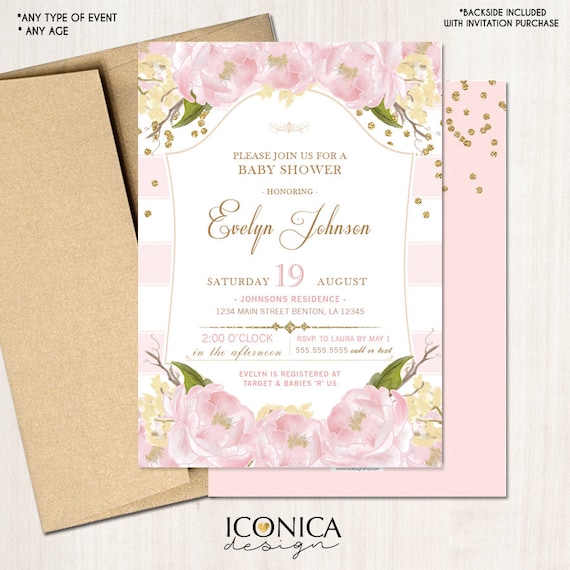 Invitaciones Flores de Baby shower Confetti Dorado Peonies - Etsy España Invitaciones Flores de Baby shower Confetti Dorado Peonies - Etsy España