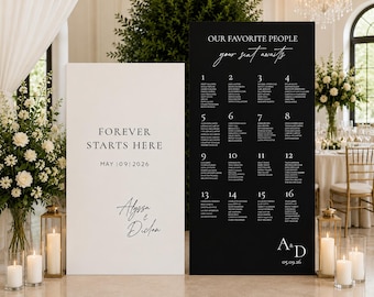 Wedding Seating Chart Sign, Large Foam Board Entrance Decor, Custom Text Colors