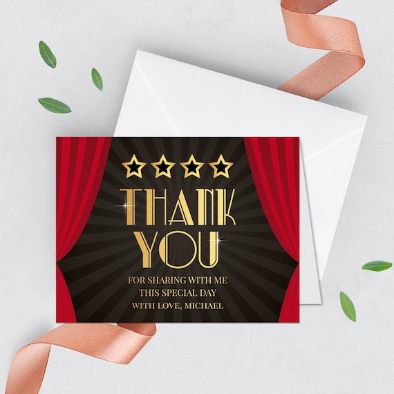 Hollywood Theme Thank You Cards Set of ...