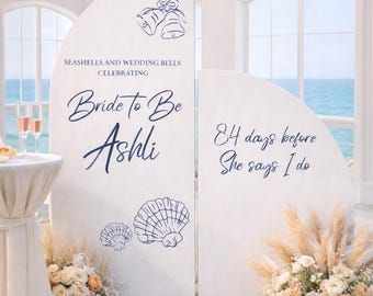 Seashells & Wedding Bells Bridal Shower Backdrop | Coastal Bride To Be Foam Board