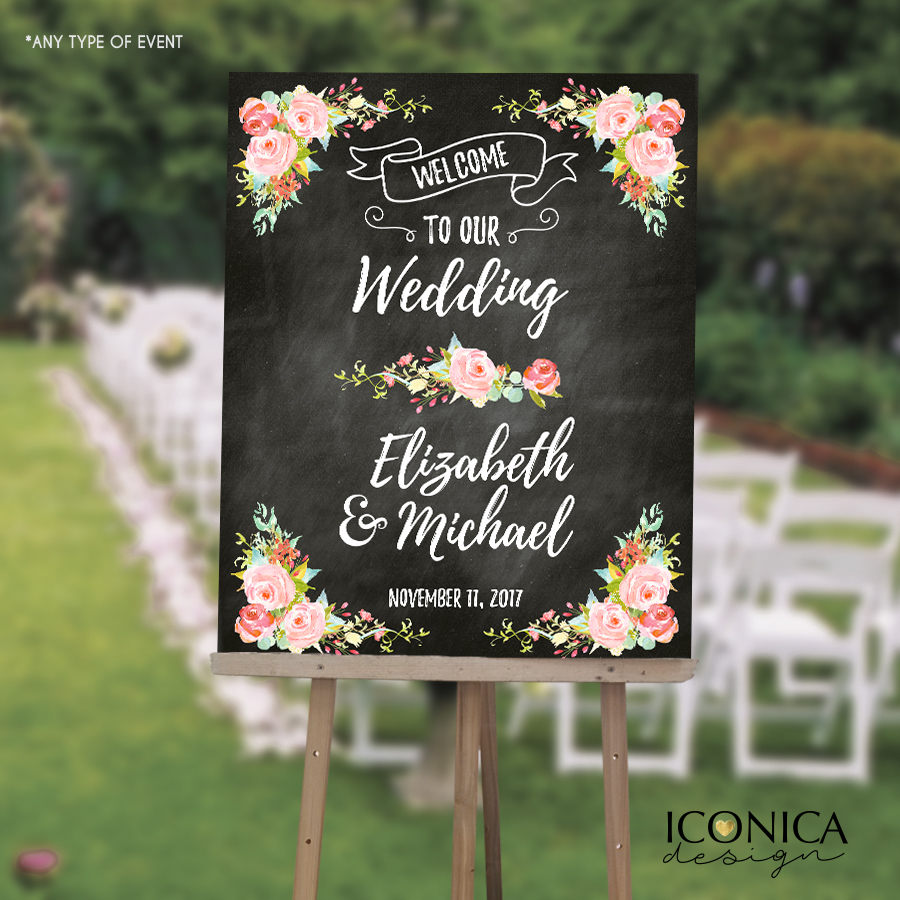 Party Signs 8.5x11-inch Andaz Press Peach Chalkboard Floral Garden Party Wedding Collection 1-Pack Please Enjoy This Favor With Our Love and Thanks