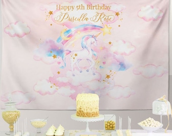 Unicorn Party Backdrop, Unicorn banner, unicorn decor, Personalized Magical Unicorn fifth Birthday, Any type of event, Unicorn Collection