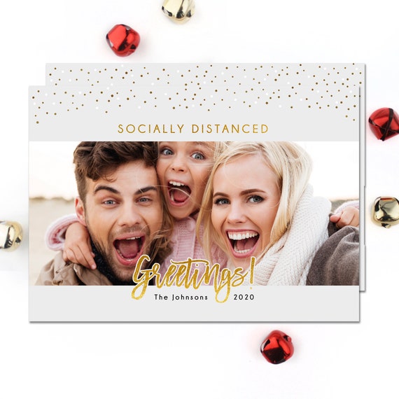 Christmas Cards Socially Distanced Greetings - Holiday Photo Cards - Christmas Photo Card, Printed Cards Il_570xn