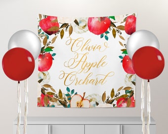 Apple Orchard Baby Shower Banner, Personalized Fall Party Backdrop