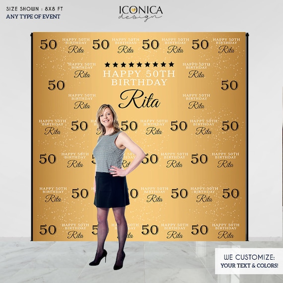 Photo Booth Backdrop 50th Birthday Custom Step And Repeat Backdrops