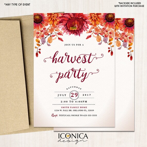 fall party invitation harvest