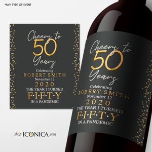 Personalized 50th Birthday Wine Label, Milestone Anniversary