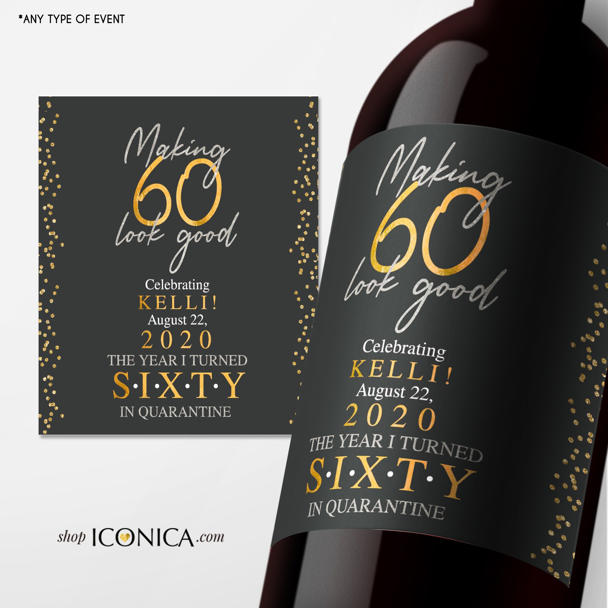 Etiquettes De Vin Du 60e Anniversaire Personnalisees De Tout Etsy France