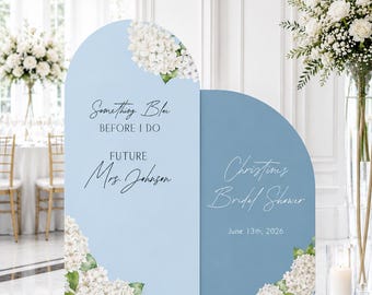 Custom Bridal Shower Backdrop: "Something Blue" Floral Hydrangea Foam Board