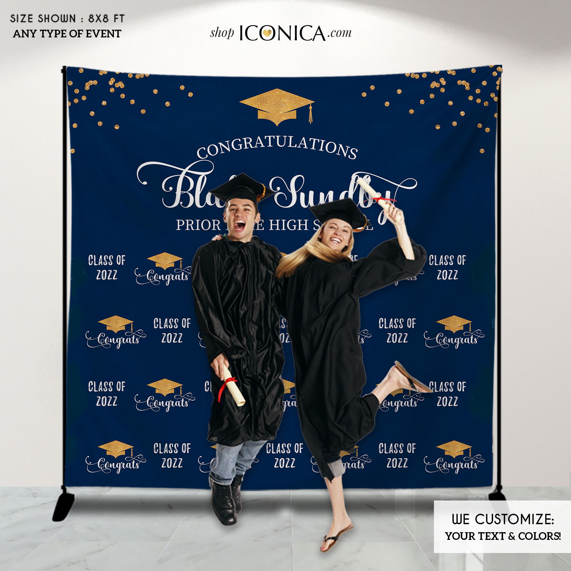 Custom Graduation Photo Booth Backdrop, Congrats Grad (printed or ...