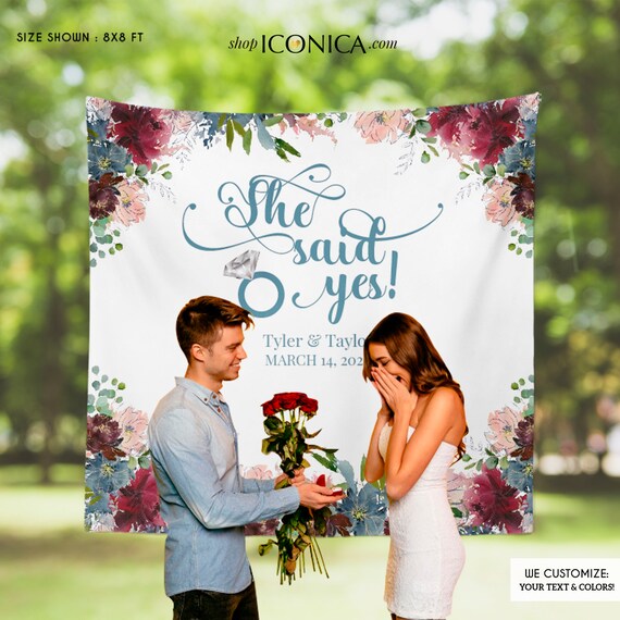 Engagement Party Photo Backdrop She said YES,Wedding Proposal Decor