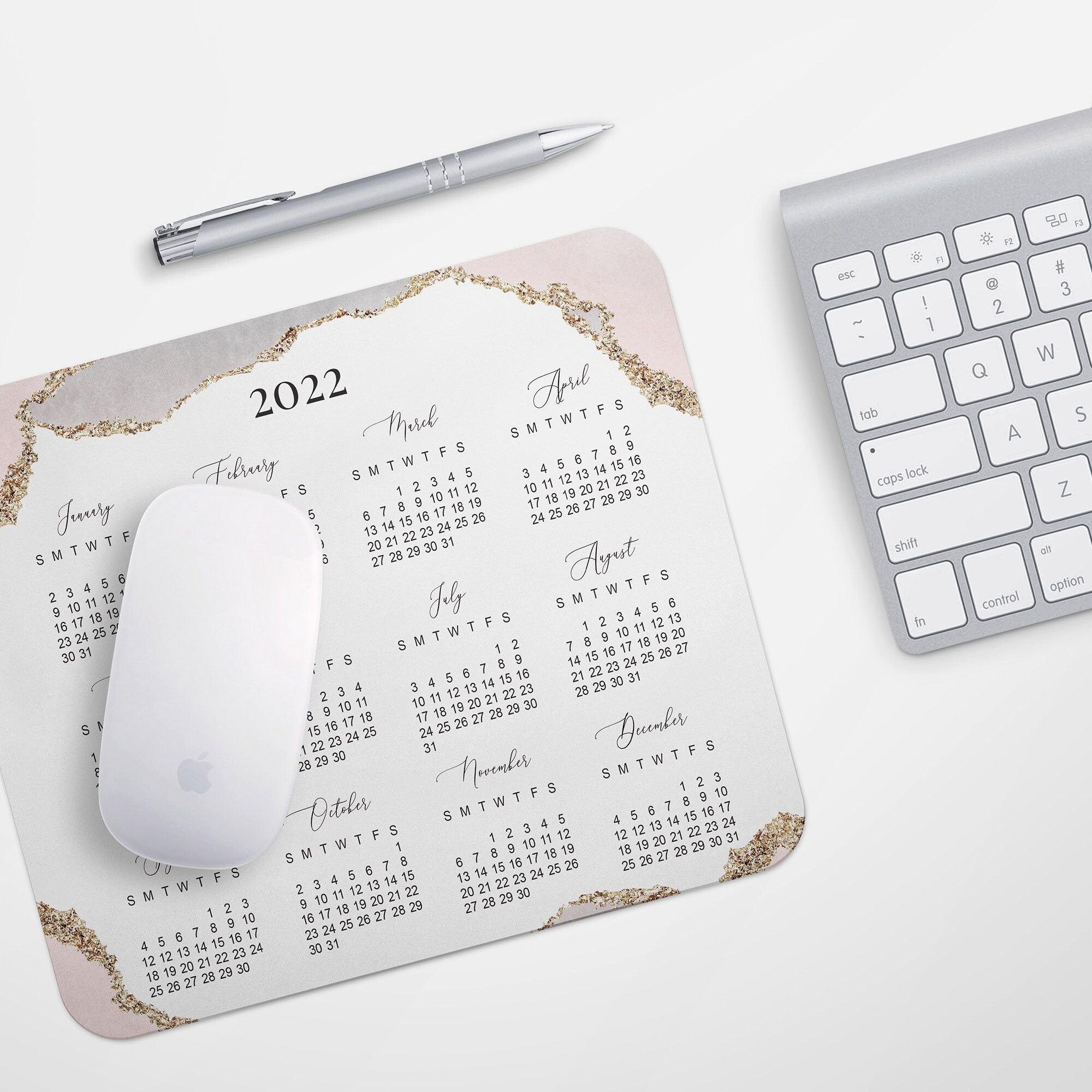 Mouse Pad Calendar 2022 Desk Calendar Home Office Geode Mouse | Etsy