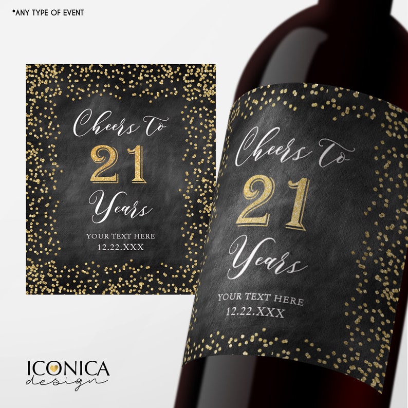 60th Birthday Wine Label Personalized Any Age Milestone Birthday Beverage Labels Beer or Champagne labels Wedding Champagne Label Retirement image 4