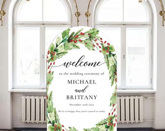 Merry and Married Wedding Sign,Christmas Engagement Welcome Sign,Holiday Arch Large Sign Decor Fully Customizable Any text and colors