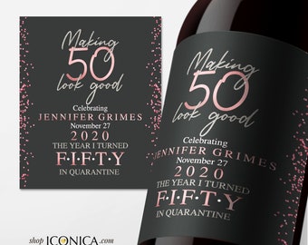 50th Birthday Wine Label Personalized Any Age Milestone Birthday Beverage Labels Beer or Champagne labels Wedding Champagne Label Retirement