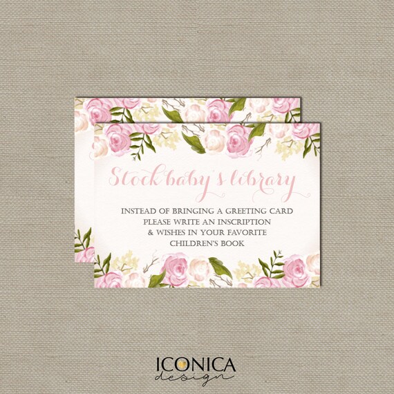 Floral Baby Shower Stock Baby's library Card || Romantic Garden || Any type of event || Any Age ||Vintage || Matching items available Il_570xn