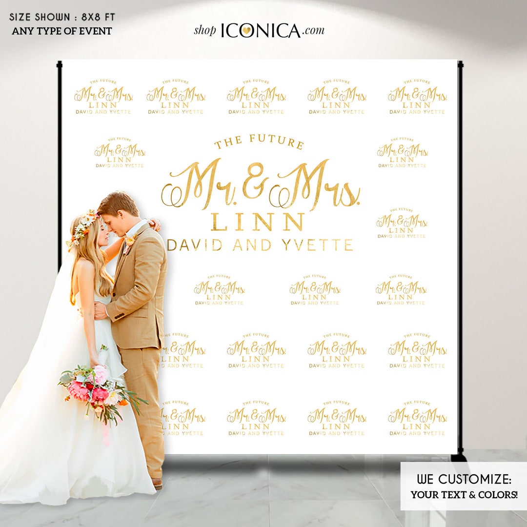 Fondo de boda, telón de fondo personalizado con repetición, pancarta para  fiesta de compromiso, telón de fondo para fotos de boda, dorado artificial,  ..., image size:1080x1080