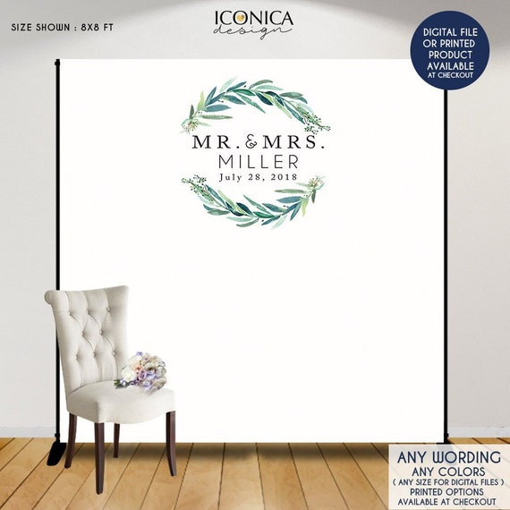 Wedding Photo Booth Backdrop, Greenery Step And Repeat Backdrop, Engagement Party, Wedding Backdrop, Printed Or Digital File Il_570xn