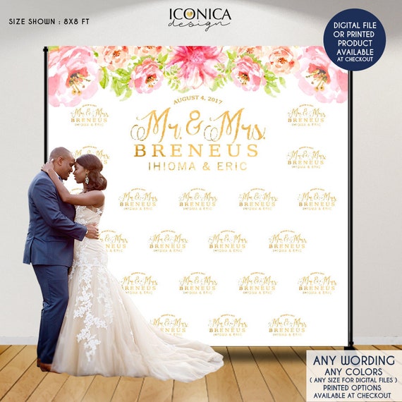 Engagement party decorations, Floral Photo Booth Backdrop,Custom Step