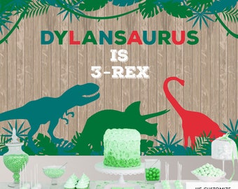 Dinosaur Birthday Party Backdrop, Custom Dinomite Decor (Printed or Printable File)