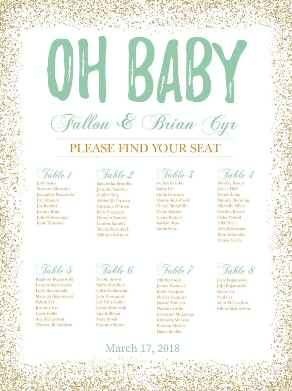 BABY SHOWER Seating Chart Board Oh baby Seating Chart Baby Etsy