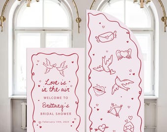 Valentine's Bridal Shower Welcome Sign, Love Theme, Customizable