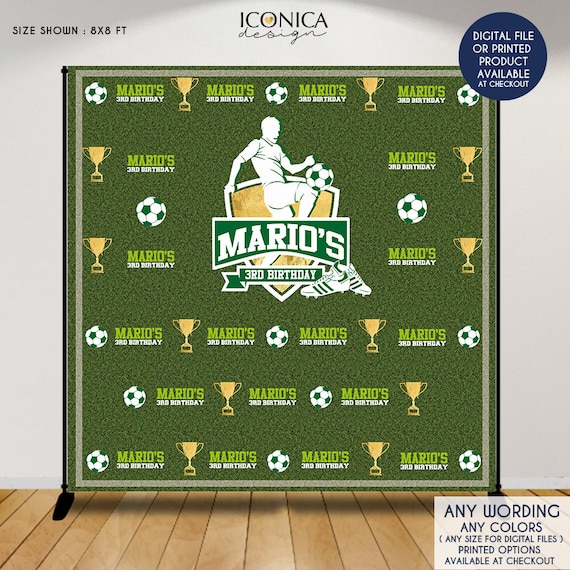 Soccer Photo Booth Backdrop, Faux Grass Custom Step and Repeat Backdrop