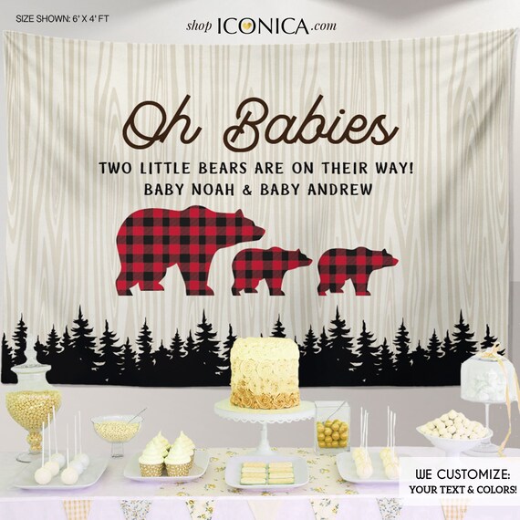 Lumberjack Birthday Backdrop Personalized Buffalo Plaid Party Backdrop Lumberjack Checked plaid Backdrop Il_570xn