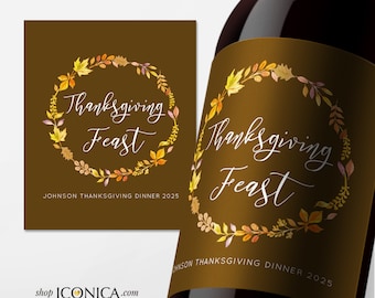 Thanksgiving Labels,Personalized Fall Party Labels,Bottle Labels,Champagne Labels,Thanksgiving Feast beer or wine labels,Adult Party Favors